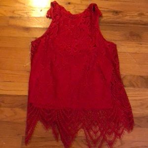 Flirty Red Sleeveless Blouse by Blue Rain